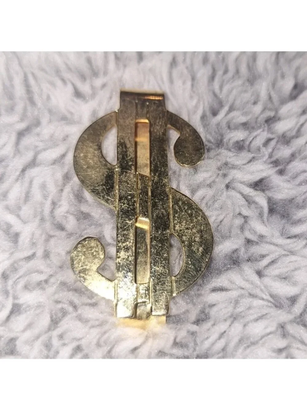 Vintage Gold Tone Dollar Sign $ Money Clip Wallet Holder Men's Accessory